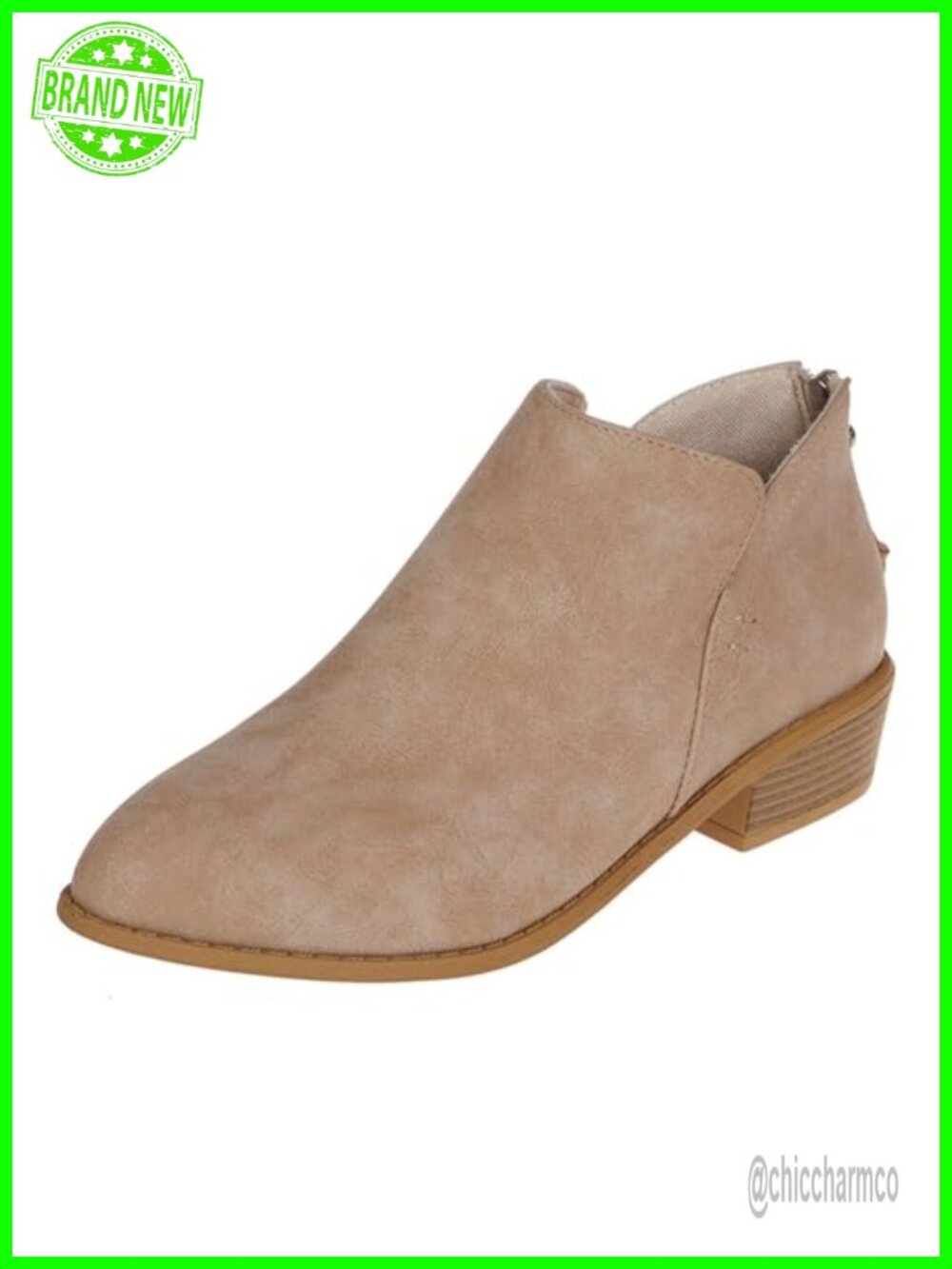 Womens Faux Suede Ankle Boots Block Heel Side Zipper Pointed Toe